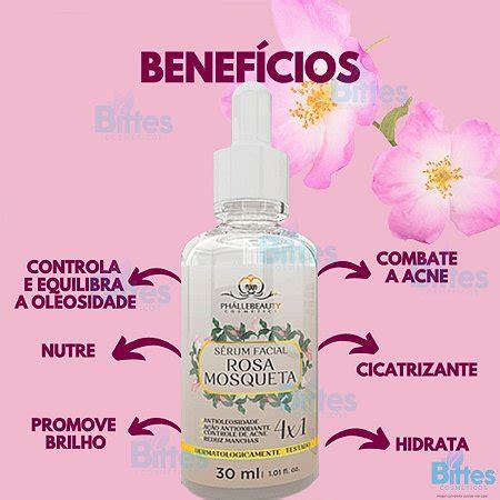 SERÚM FACIAL ROSA MOSQUETA PHÁLLEBEAUTY COSMETICS 4 EM 1 Bittes