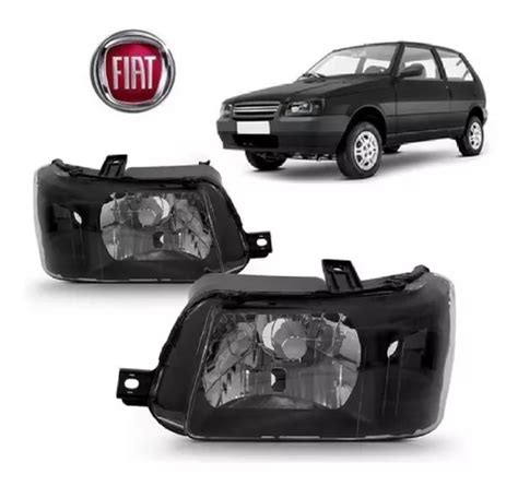 Par Farol Fiat Uno Fiorino Mascara Negra At Frete Gr Tis