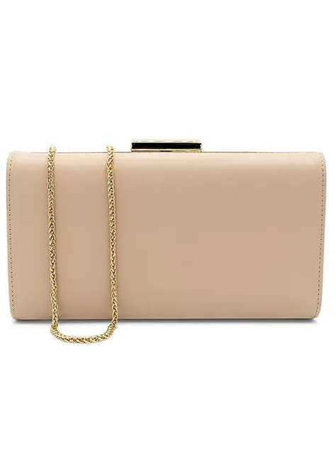 Paradox London Nude Faux Leather Dasha Box Clutch Bag Freemans
