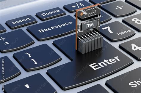 Trusted Platform Module, TPM on laptop keyboard, 3D rendering Stock ...