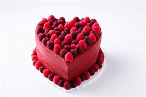 Premium Ai Image There Is A Heart Shaped Cake With Raspberries On Top