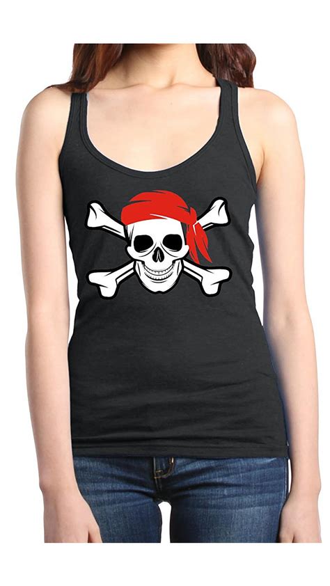 Iwpf Womens Racerback Tank Top Jolly Roger Skull And Crossbones