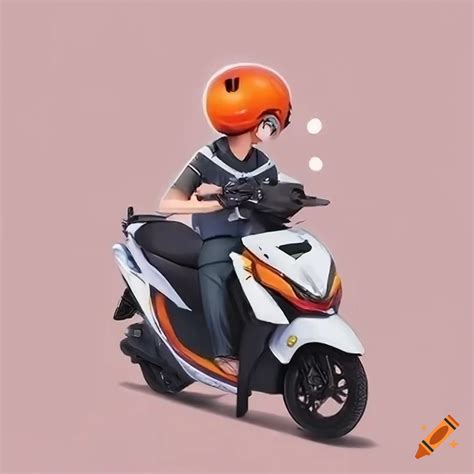 Anime Character Riding A White Scooter On Craiyon