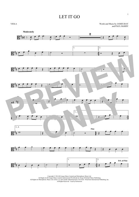 Let It Go Viola Solo Print Sheet Music Now