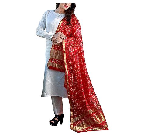 Buy Kalpit Creations Women S Bandhani Bandhej Gharchola Silk Dupatta