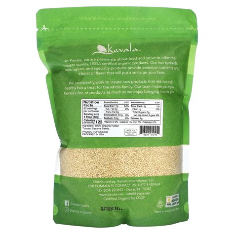 Kevala Organic Toasted Sesame Seeds Hulled Oz G