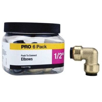 Tectite 1 2 In Brass Push To Connect 90 Degree Elbow Pro Pack 6 Pack