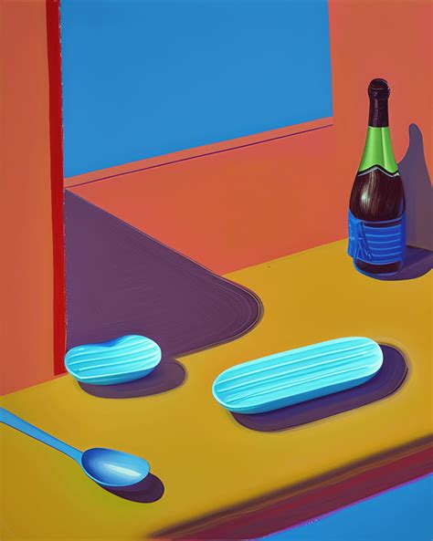 Summer Mood Tone Painting In Wayne Thiebaud And David Hockney Style