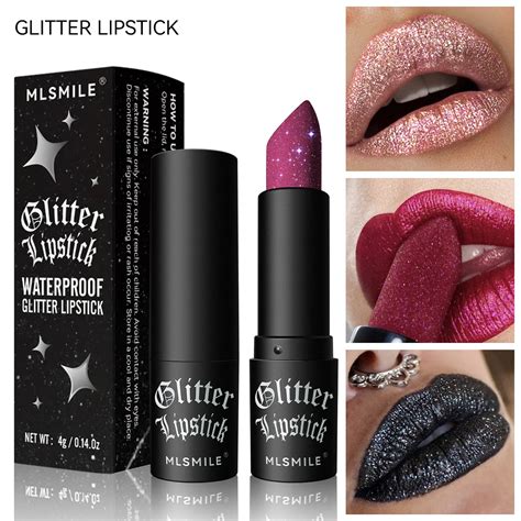 Waterproof Glitter Lipstick 7 Colors Long Lasting Non Stick Cup Velve