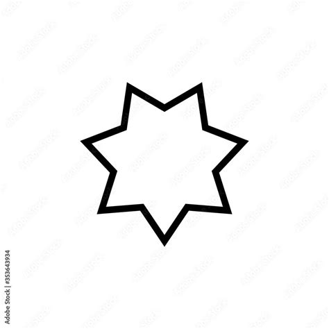 7 Point Star Outline Icon Clipart Image Isolated On White Background