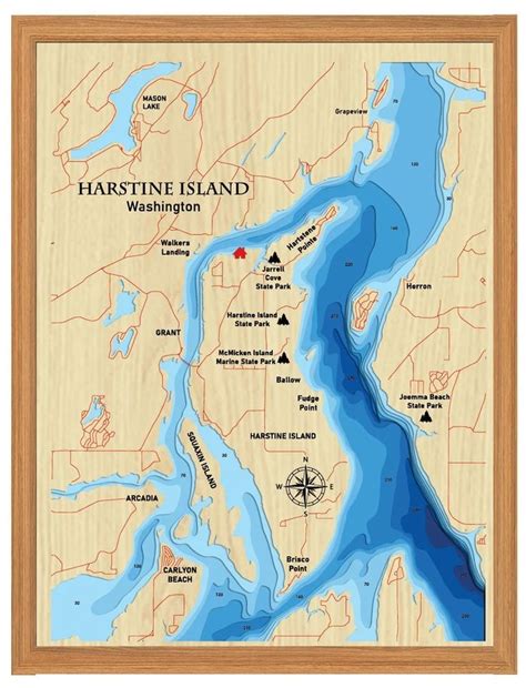 Digital File Pdf Svg Harstine Island Puget Sound Washinton Map