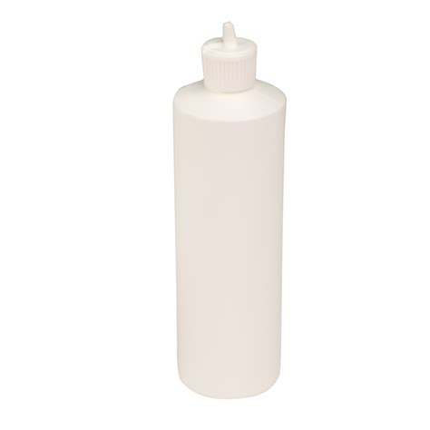 16 Oz White HDPE Cylindrical Sample Bottle With 24 410 White Ribbed