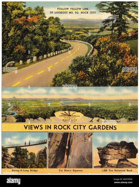 Follow Yellow Line Up Lookout Mt To Rock City Views In Rock City