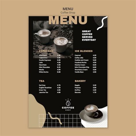 Diseño De Plantilla De Menú Para Cafetería Archivo Psd Gratis
