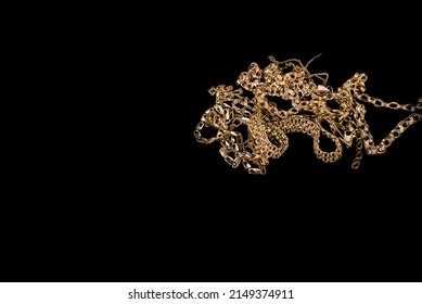 Gold Jewelry On Black Background Space Stock Photo 2149495699