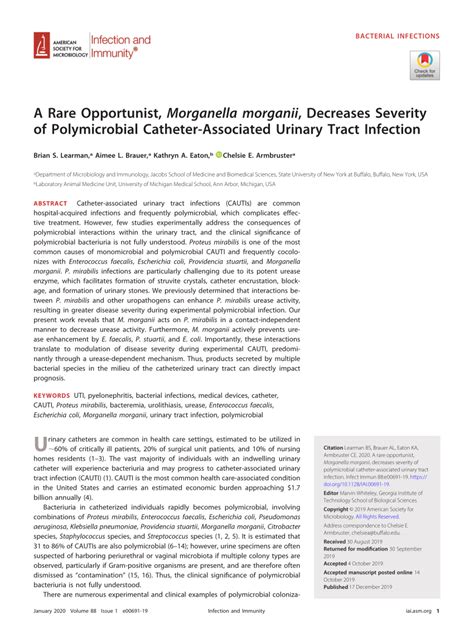 A Rare Opportunist Morganella Morganii Decreases Severity Of