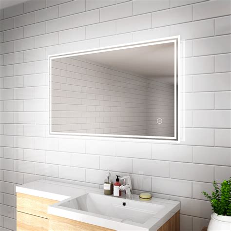 Led Illuminated Bathroom Mirror With Demister Touch Control Modern 1000x600mm Ebay