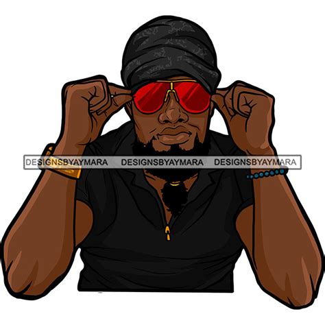 Black Man Long Beard Sitting Staring Wearing Black Shirt Cap Beanie Re