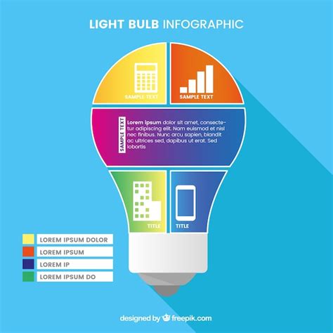 Free Vector Colorful Light Bulb Infographic