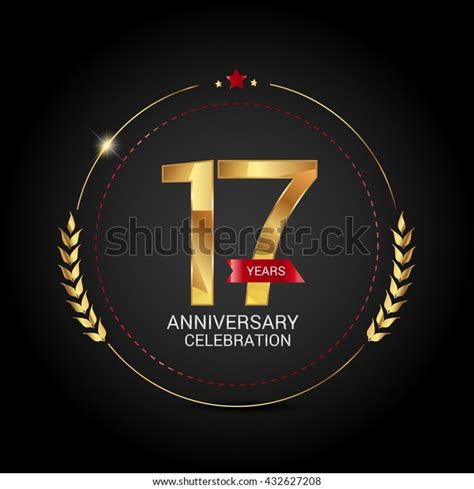 17 Golden Anniversary Logo Red Ribbon Stock Vector Royalty Free 432627208