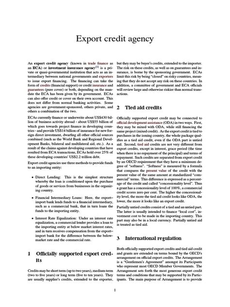 Export Credit Agency International Business Economic Institutions
