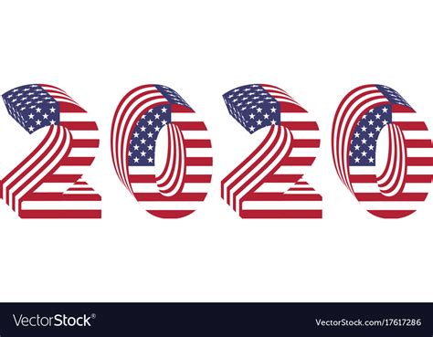 2020 numbers 3d american flag new year Royalty Free Vector