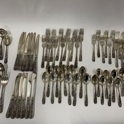 Godinger Flatware Set Floral Repousse Old Bouquet Service For