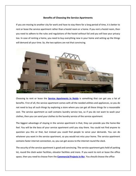 PPT - Benefits of Choosing the Service Apartments PowerPoint
