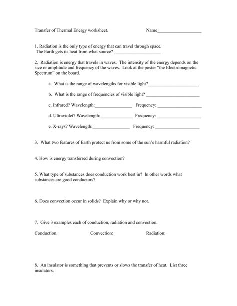 Thermal Energy And Heat Transfer Worksheet Image Transfer Db Excel