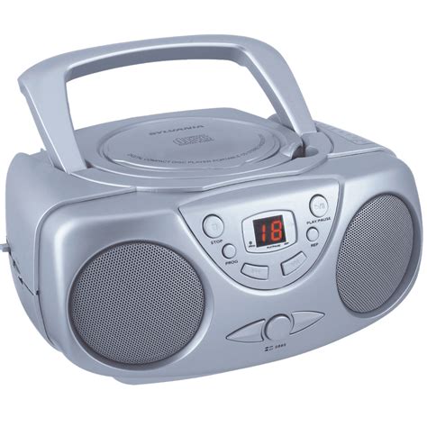 Sylvania Srcd243m Portable Cd Boombox With Amfm Radio Silver