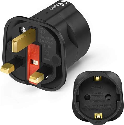 European To UK Adapter 1pack Plug Adaptor EU To UK Plug Adapter 2 Pin