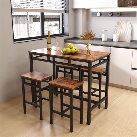 Counter Height Table Set of 5, Breakfast Bar Table and Stool Set