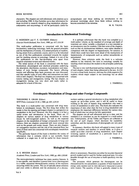 (PDF) Introduction to Biochemical Toxicology
