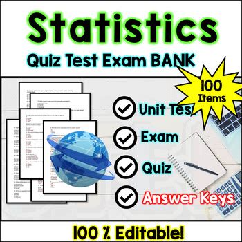 Statistics And Probability Exam Bank Test And Quiz Questions Editable