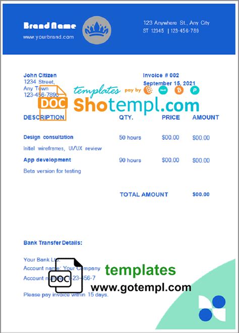 Swarming Blue Universal Multipurpose Invoice Template In Word And Pdf