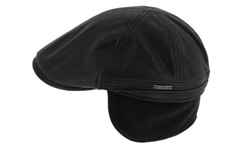 STETSON Casquette Cache Oreilles En Cuir Noir 6627301 Casquette