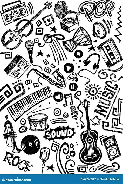 Musik Instrument Gekritzel Stock Abbildung Illustration Von Musik