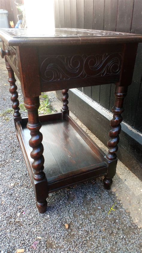 Carved Oak Barley Twist Side Table Antiques Atlas