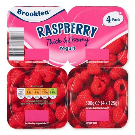 Brooklea Raspberry Thick And Creamy Yogurt 4x125g Hellosupermarket