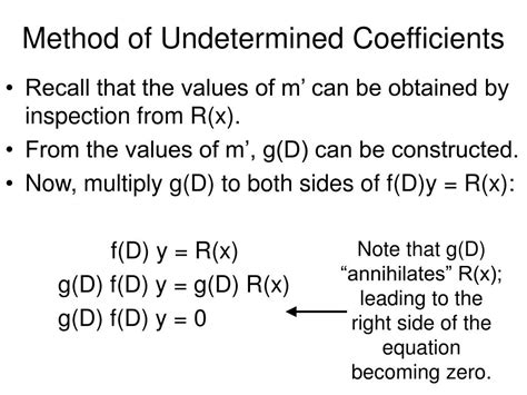 Ppt The Method Of Undetermined Coefficients Muc Powerpoint