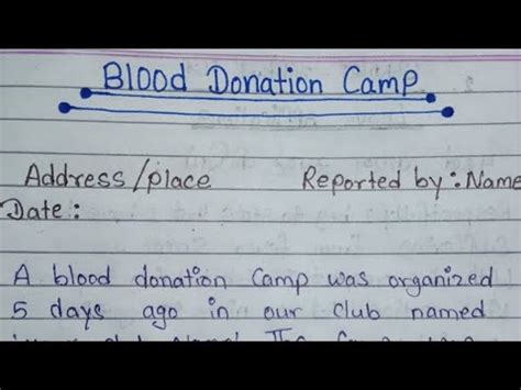 1 Blood Donation Camp Report Writing How To Write A Report On Blood