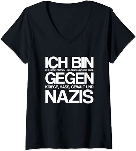 Damen Ich Bin Gegen Nazis Antirassismus T Shirt Mit V Ausschnitt