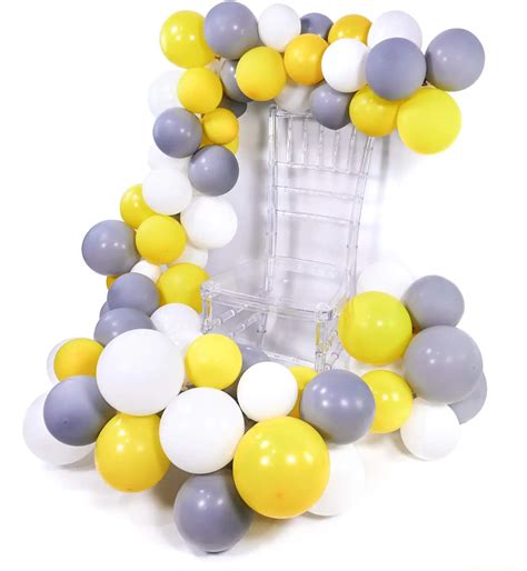 Metable 100 Pcs 10 Inch Matte Balloons Pack Of Ballon Gray White Yellow