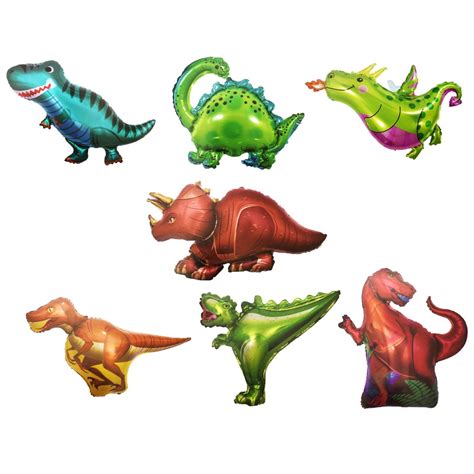 Kit C 7 Balão Dinossauro Jurássico Metalizado Pequeno Festa Infantil