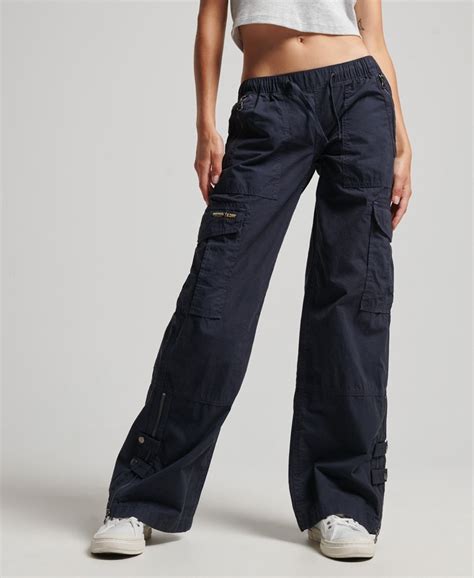 Dames Cargobroek Met Wijde Pijpen En Lage Taille Eclipse Navy Superdry Nl