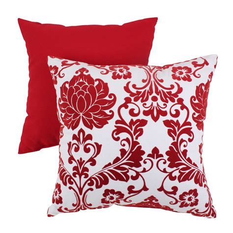 Pillow Perfect Red Damask Flocked Throw Pillow Free Shipping On