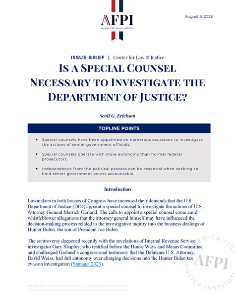 Is A Special Counsel Necessary To Investigate The Department Of Justice