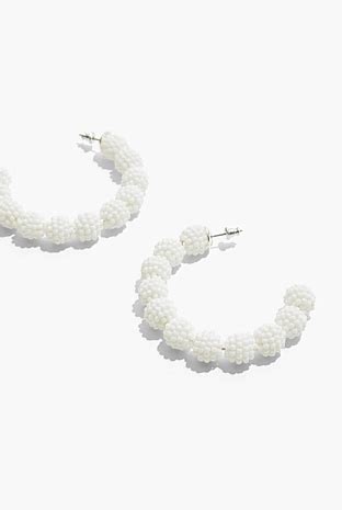 White Aria Beaded Hoop Earrings Country Road