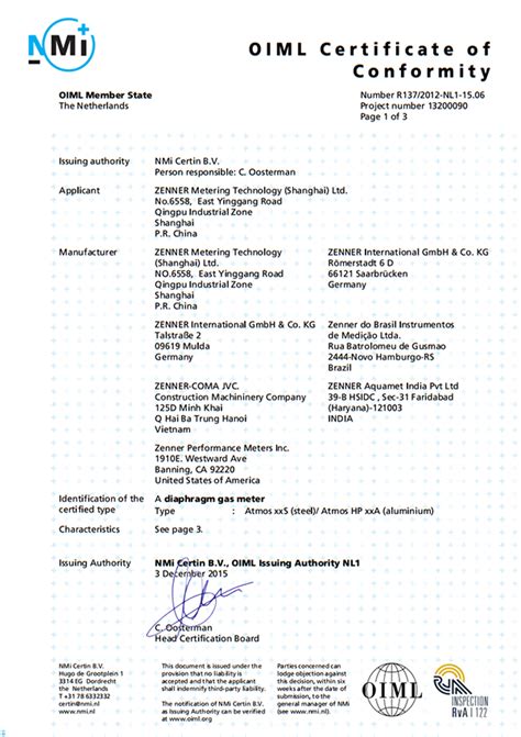 Certificates Measurement Control Systems