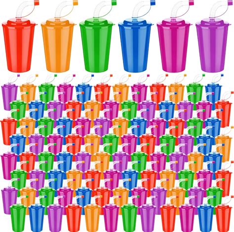 Amazon Zubebe Neon Straws Cups Oz Colorful Neon Cups With